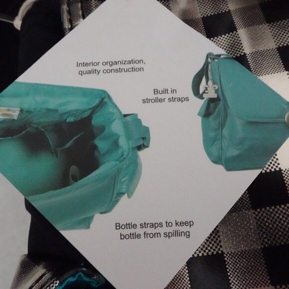 Kalencom Baby Diaper Bag Infant Black Gold + Bottle Bag Zip Pouch Changing Pad - Picture 12 of 13